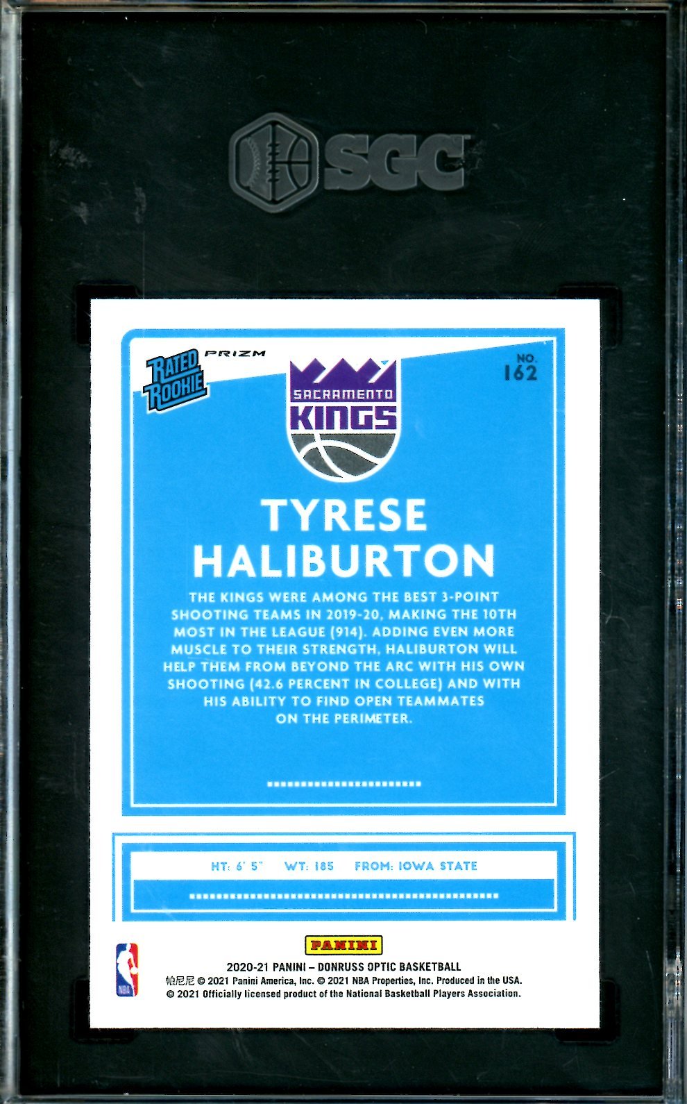 2020-21 Panini Optic Tyrese Haliburton Rookie Wave /300 SGC 10 Kings