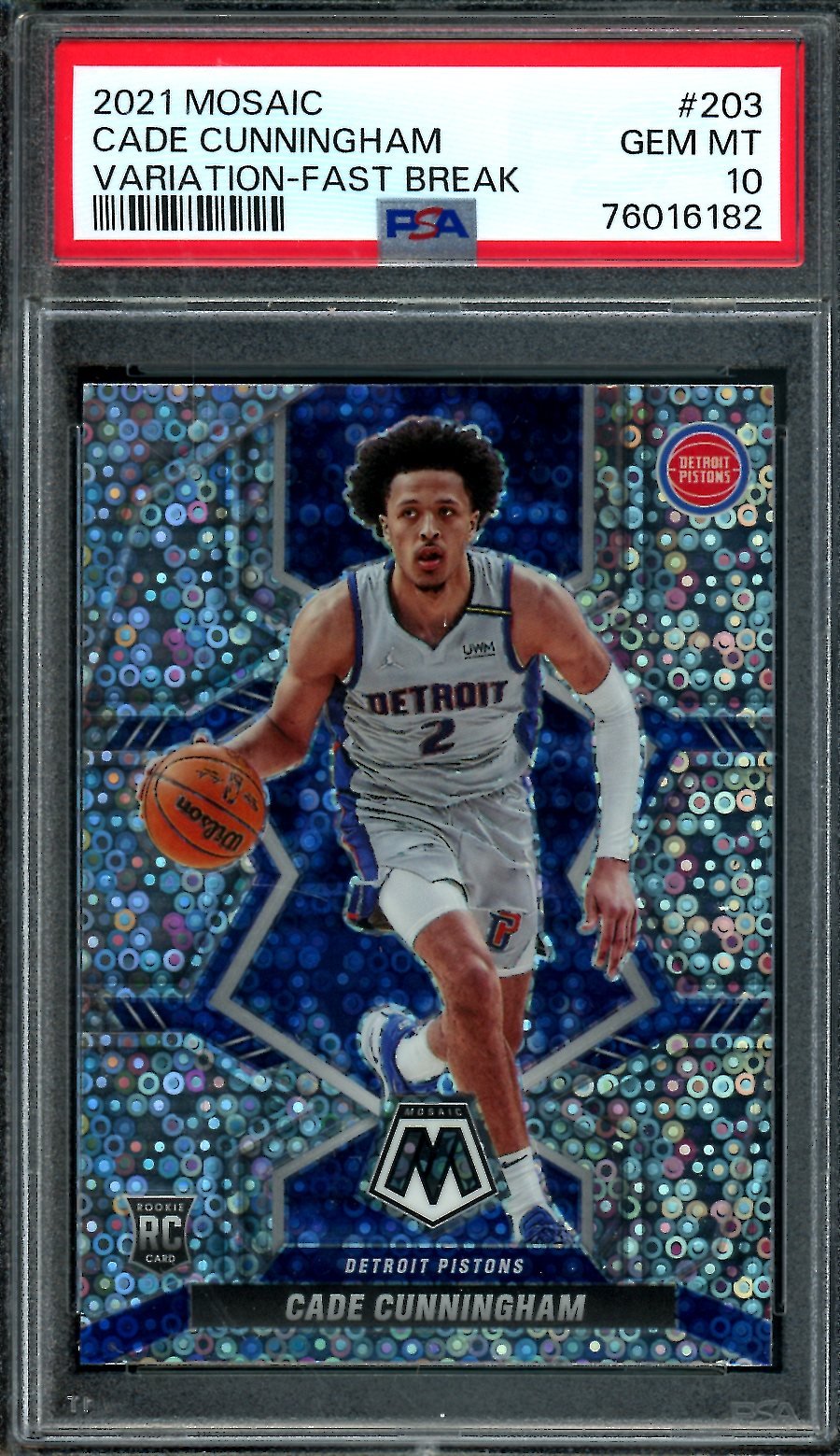 2021-22 Panini Mosaic Cade Cunningham Rookie Disco PSA 10 Pistons