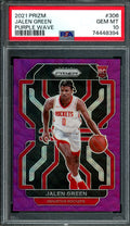 2021-22 Panini Prizm Jalen Green Rookie Purple Wave PSA 10 Rockets
