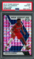 2019-20 Panini Mosaic Zion Williamson Rookie NBA Debut Pink Camo PSA 10 Pelicans