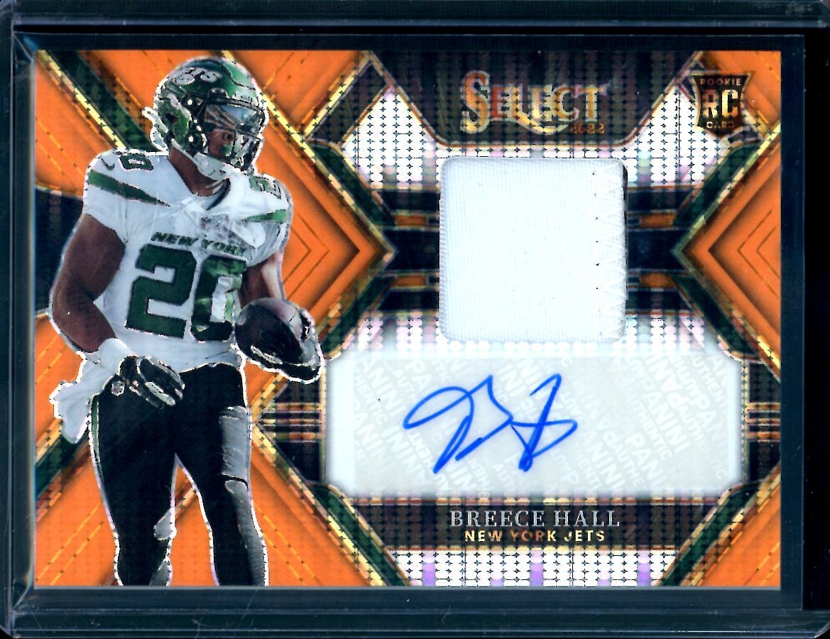 2022 Panini Select Breece Hall Rookie RPA Orange Pulsar /30 Jets