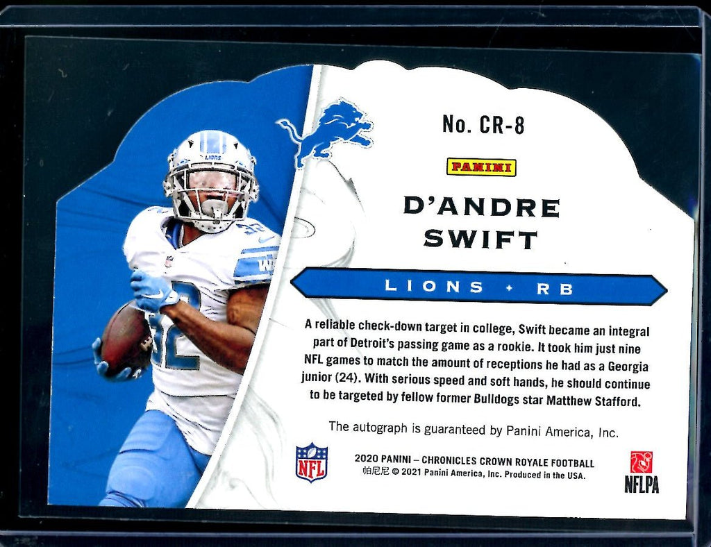 2020 Panini Chronicles Crown Royale D'Andre Swift Rookie Auto /49 Lions