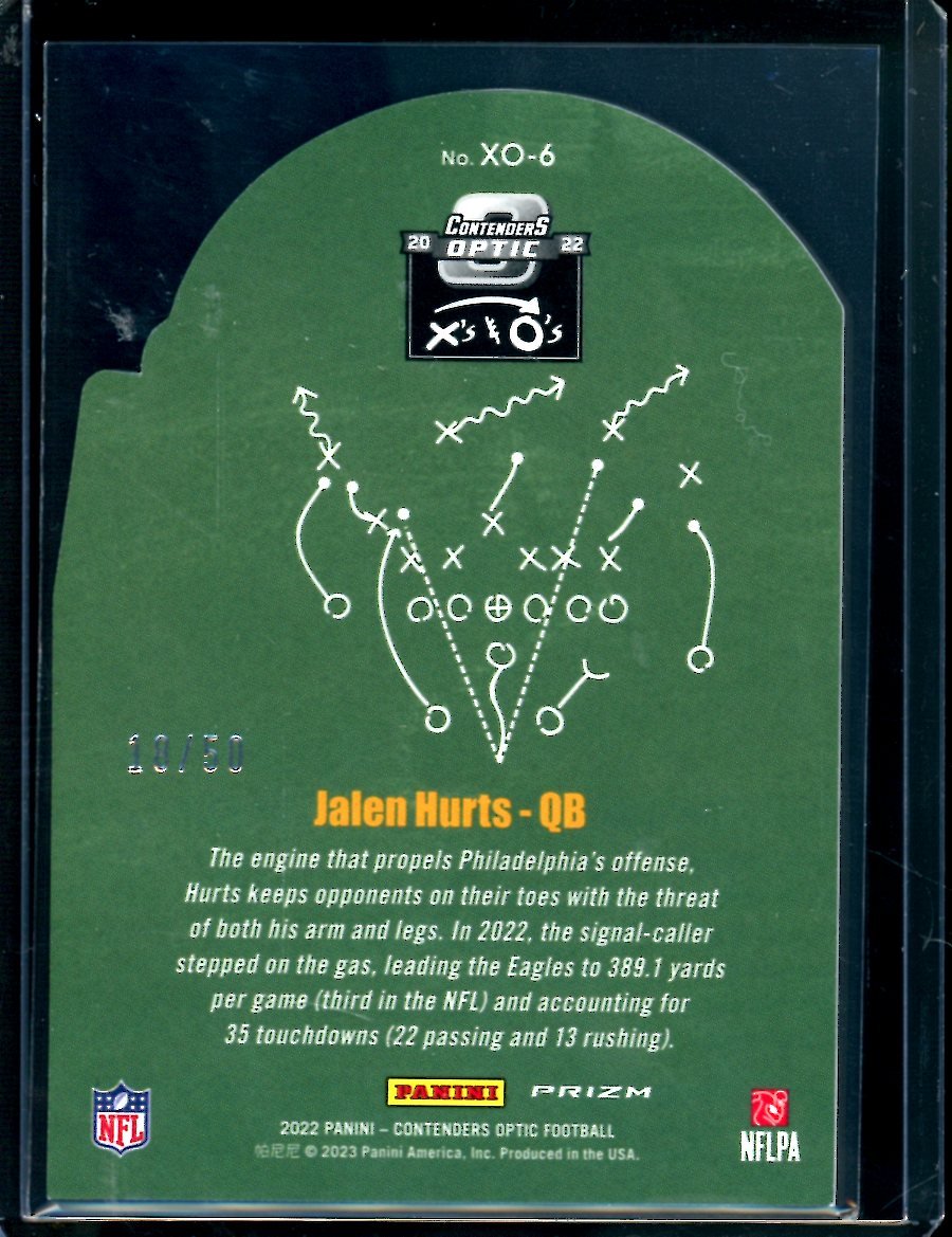 2022 Panini Contenders Optic Jalen Hurts X's & O's Orange /50 Eagles