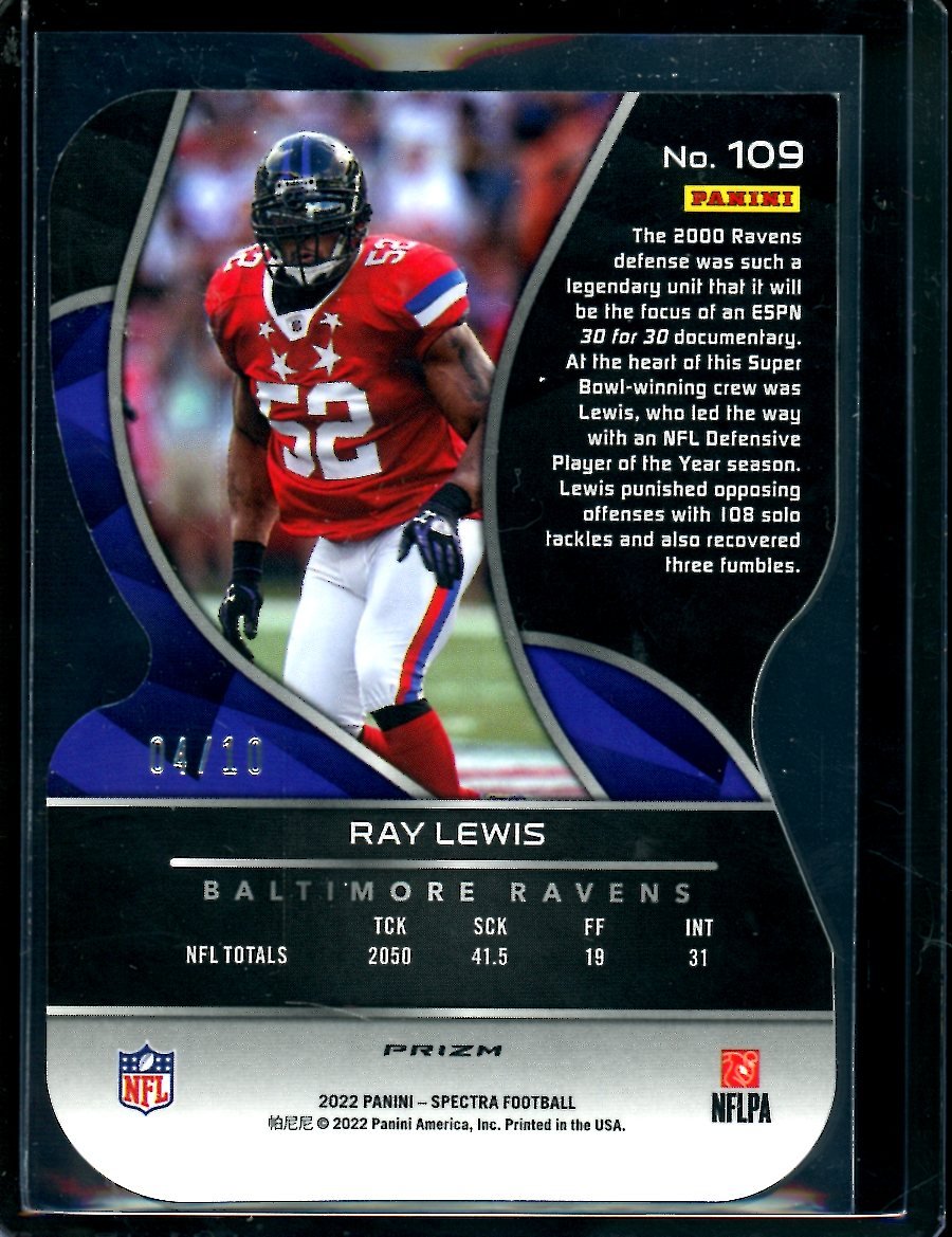 2022 Panini Spectra Ray Lewis Die-Cut /10 Ravens