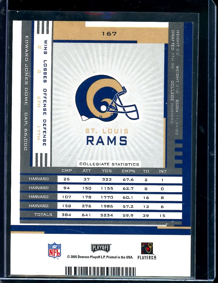 2005 Panini Contenders Ryan Fitzpatrick Rookie Tciket Auto Rams
