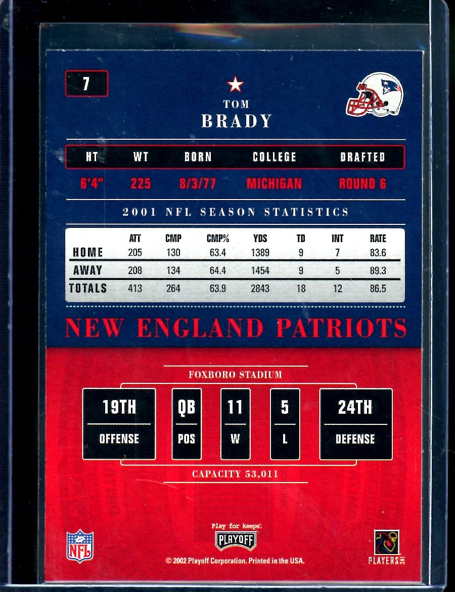 2002 Panini Contenders Tom Brady Patriots
