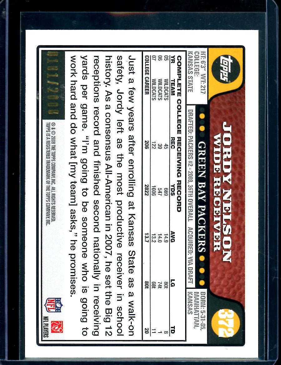 2008 Topps Jordy Nelson Rookie Gold /2008 Packers