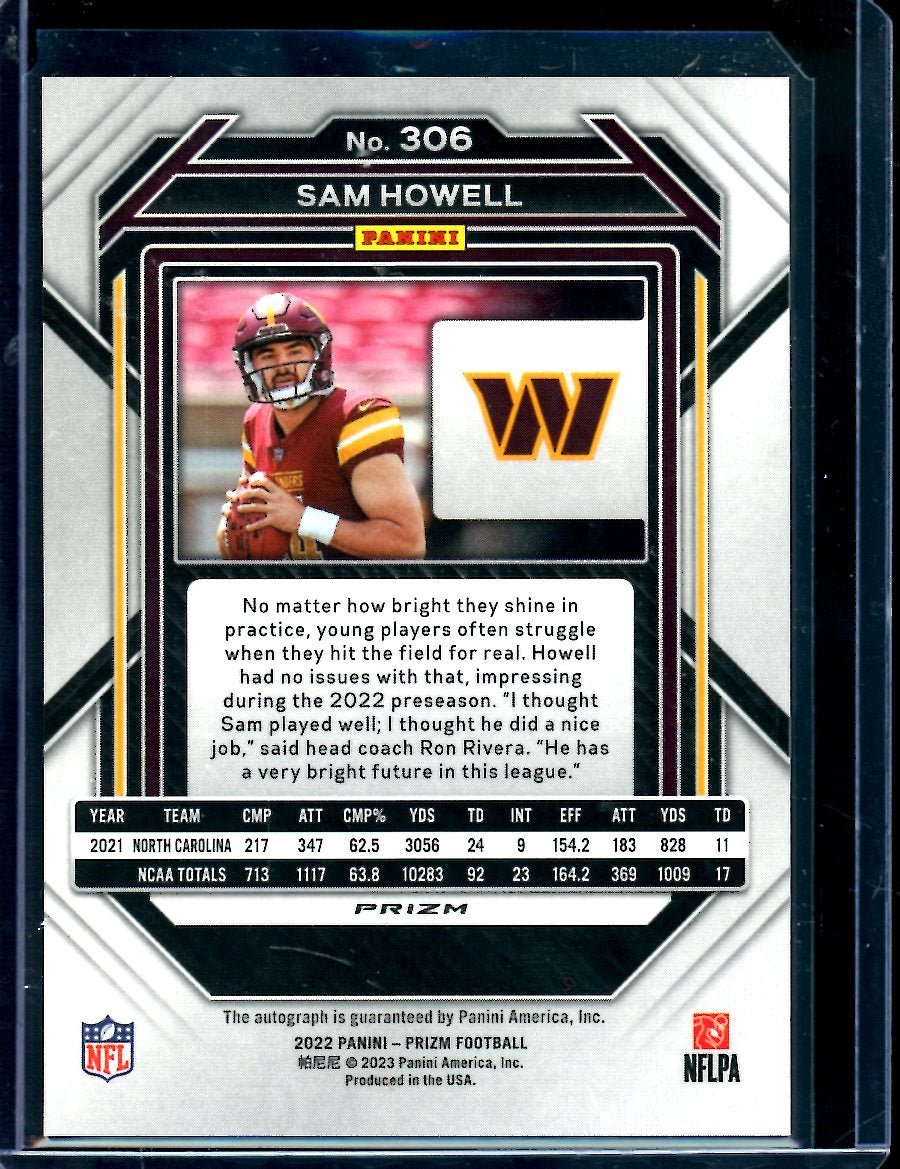 2022 Panini Prizm Sam Howell Rookie Silver Auto Commanders