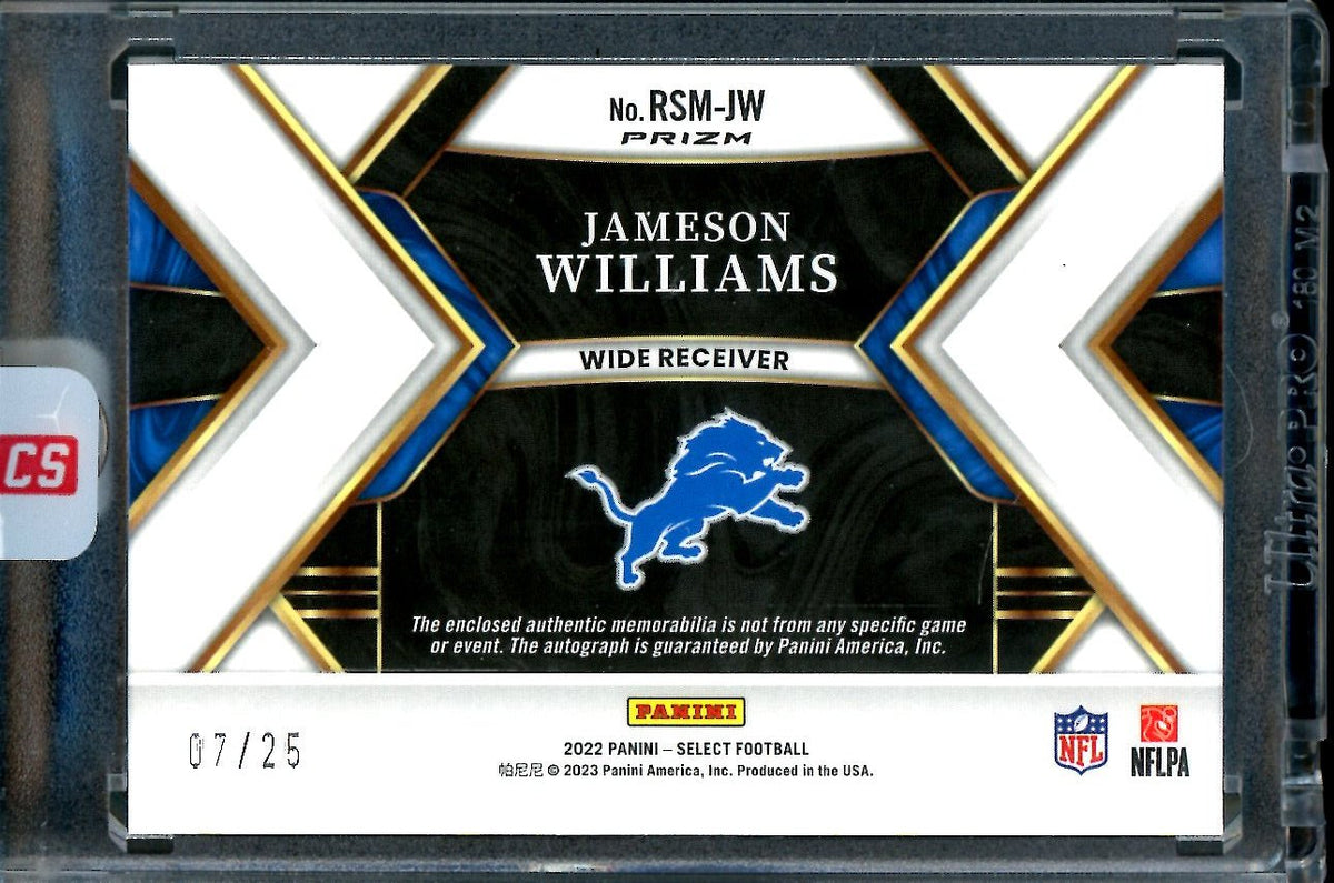 2022 Panini Select Jameson Williams Rookie RPA Tie-Dye /25 Lions