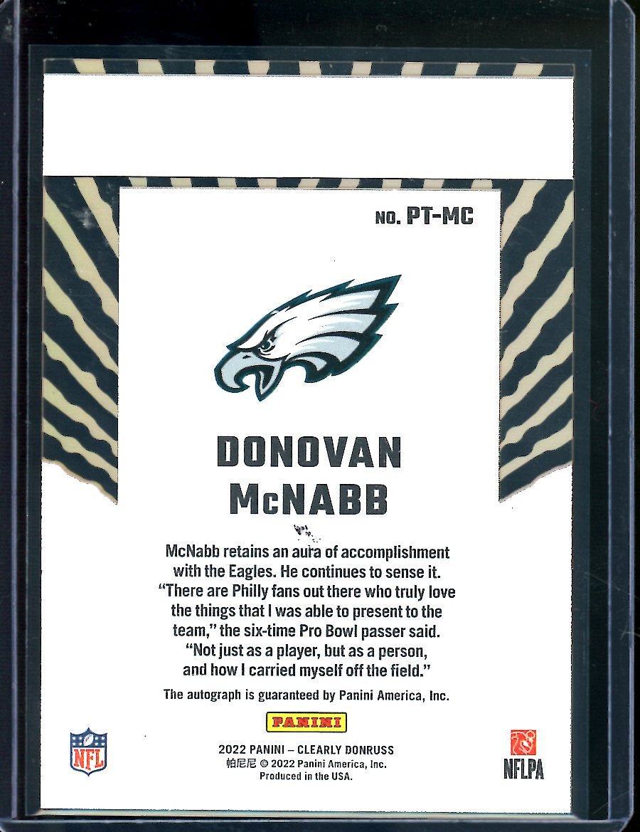 2022 Panini Donruss Clearly Donovan McNabb Passing the Torch Auto /199 Eagles