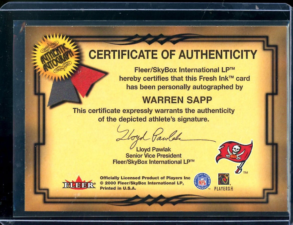 2000 Fleer Warren Sapp Auto Buccaneers