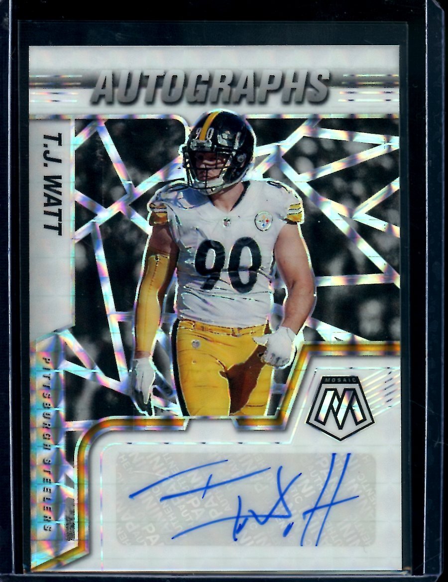 2022 Panini Mosaic T.J. Watt Auto White /25 Steelers