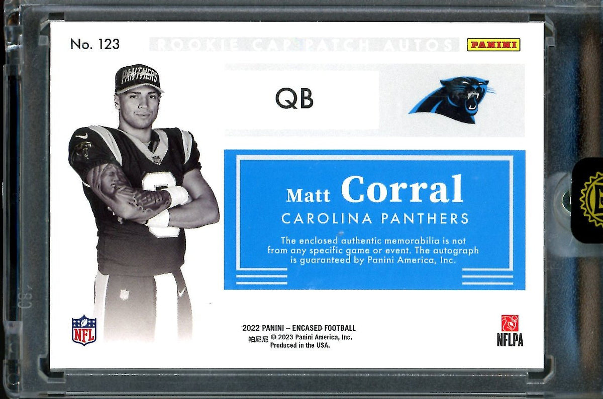 2022 Panini Encased Matt Corral Rookie Cap Patch Auto /50 Panthers