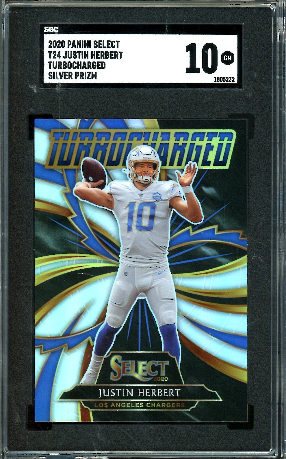 2020 Panini Select Justin Herbert Rookie Turbocharged Silver SGC 10 Chargers