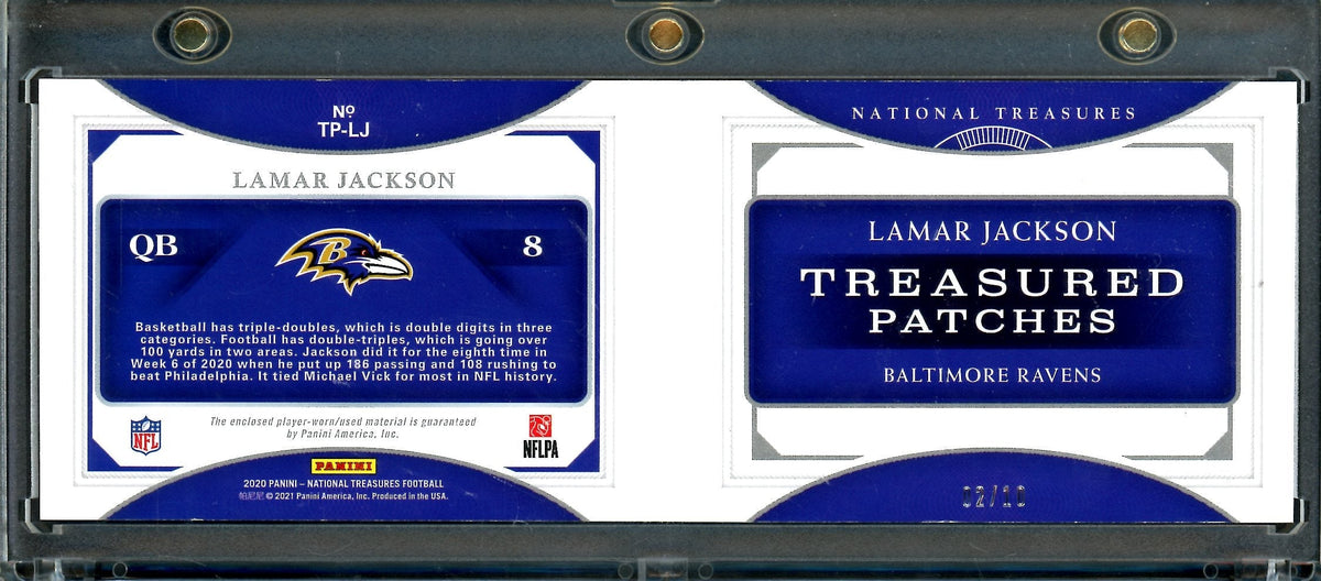 2020 Panini National Treasures Lamar Jackson Treasured Patches Booklet /10 Ravens