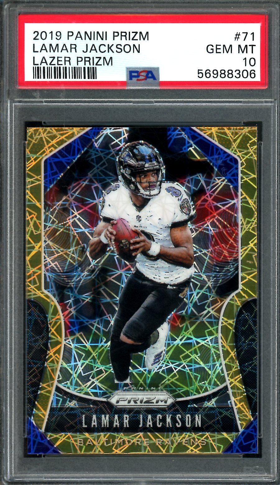 2019 Panini Prizm Lamar Jackson Lazer Prizm PSA 10 Ravens