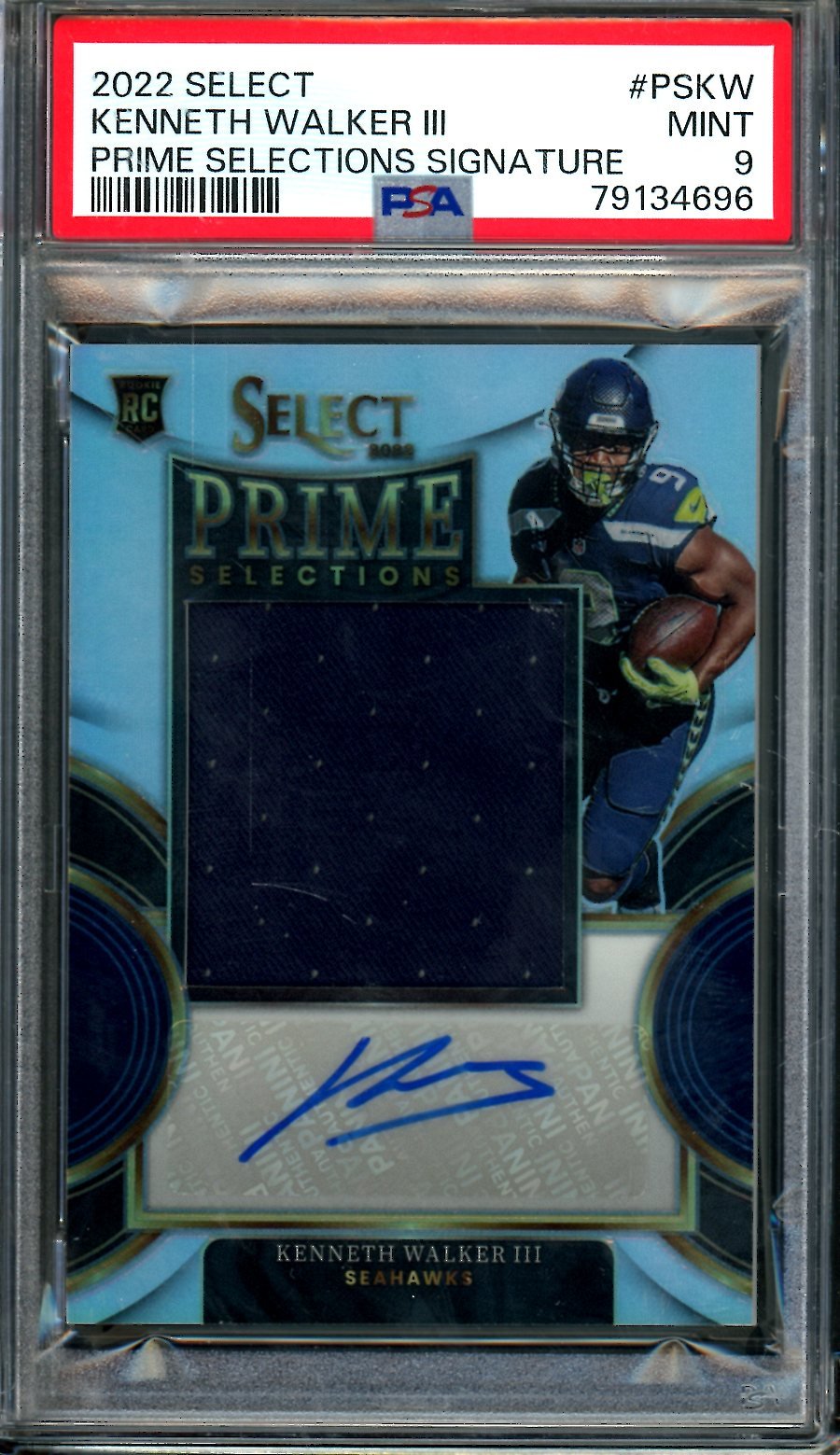 2022 Panini Select Kenneth Walker III Rookie Prime Selections Signature /99 PSA 9 Seahawks