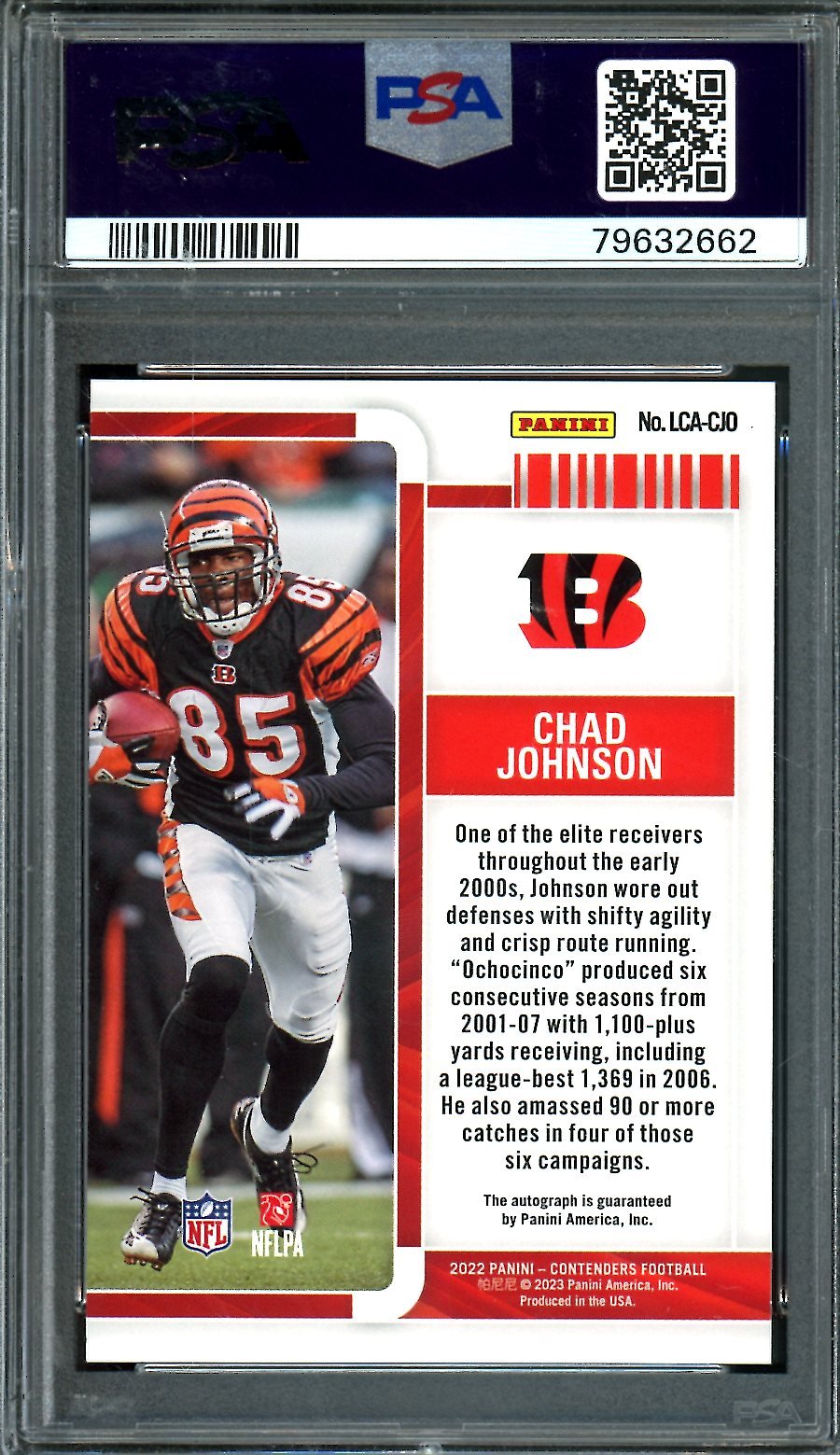 2022 Panini Contenders Chad Johnson Legendary Contenders Gold Autograph /10 PSA 10 Bengals