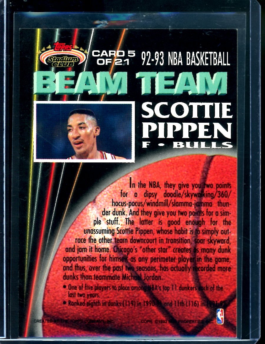 1992/93 Topps Stadium Club Scottie Pippen Beam Team Bulls