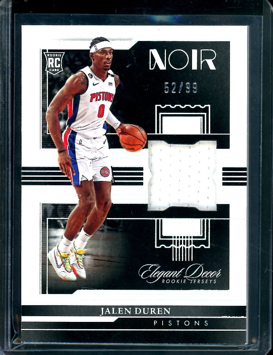 2022/23  Panini Noir Jalen Durren Rookie Elegant Décor Patch /99 Pistons