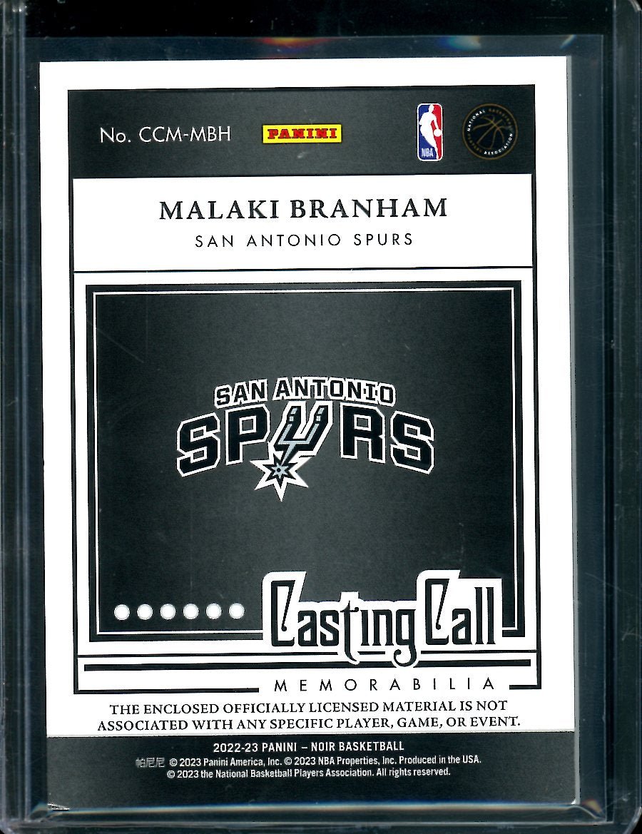 2022/23  Panini Noir Malaki Branham Rookie Casting Call Patch /49 Spurs