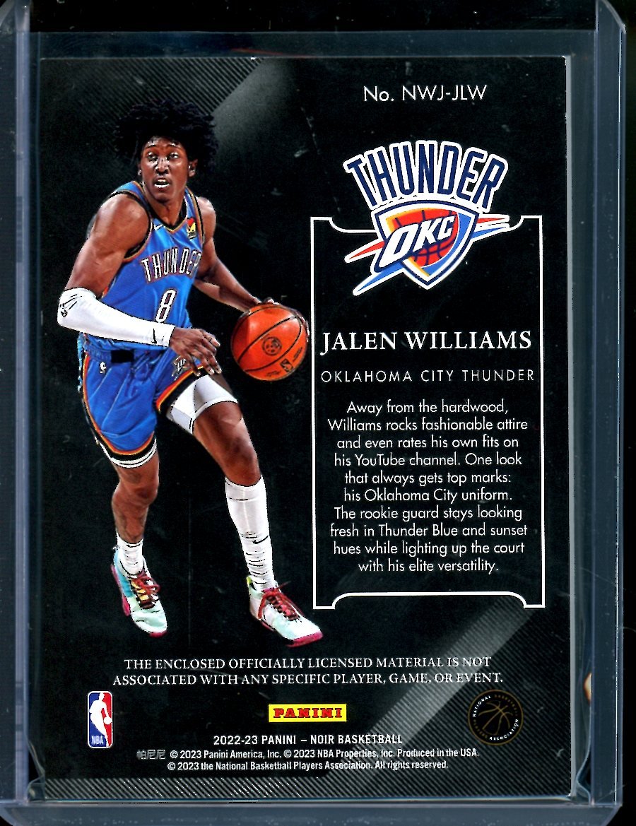 2022/23  Panini Noir Jalen Williams Rookie New Wave Jerseys patch /99 Thunder