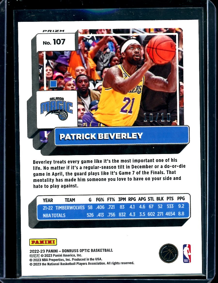 2022/23  Panini Optic Patrick Beverley Gold Disco /10 76'ers