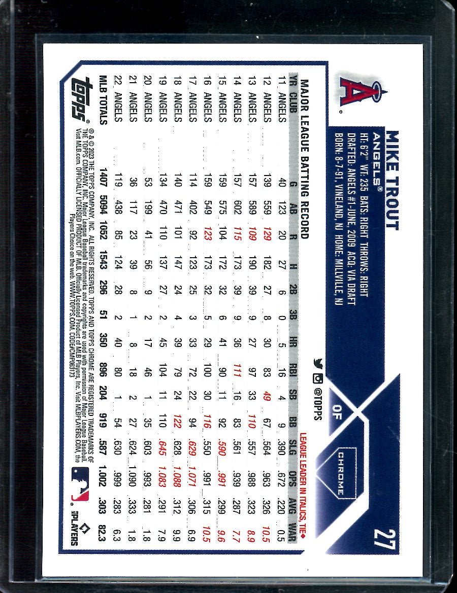 2023 Topps Chrome Mike Trout Red Speckle /5 Angels