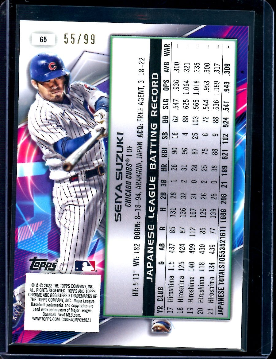 2022 Topps Cosmic Chrome Seiya Suzuki Rookie Blue /99 Cubs