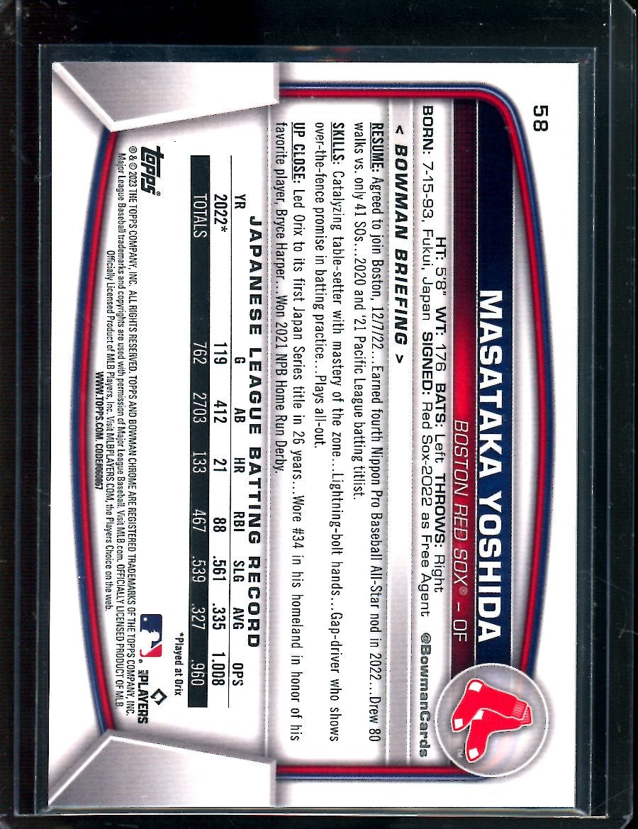 2023 Bowman Chrome Masataka Yoshida Gold /75 Red Sox