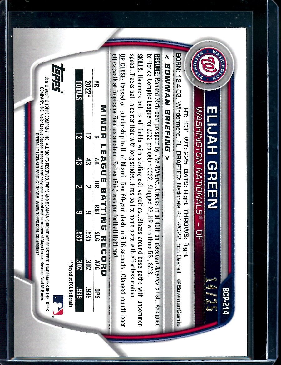 2023 Bowman Chrome Elijah Green Orange /25 Nationals