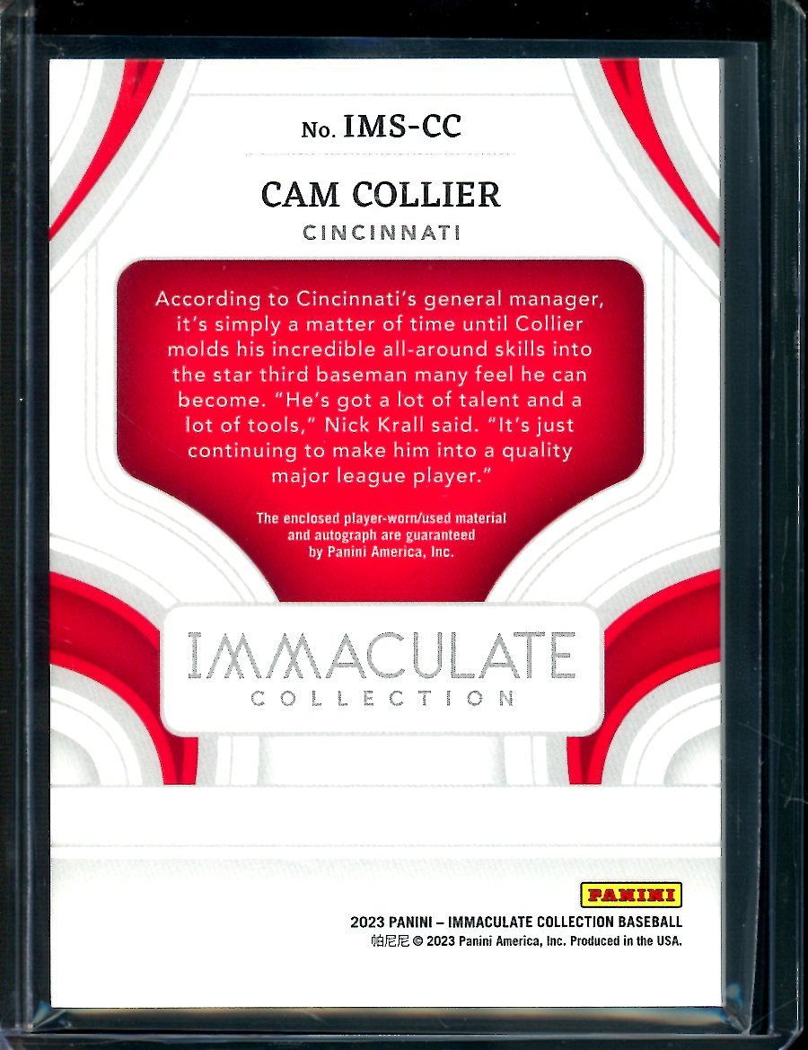 2023 Panini Immaculate Cam Collier Prospect Patch Autograph /25 Reds