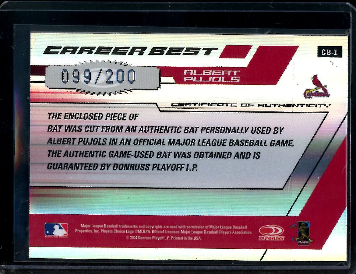 2004 Donruss Elite Albert Pujols Bat Relic /200 Cardinals