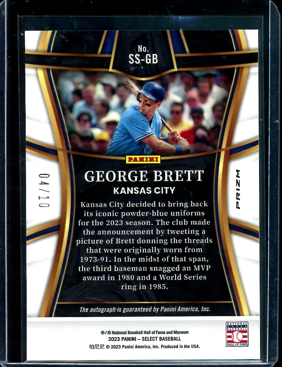 2023 Panini Select George Brett Signature Selections Gold Autograph /10 Royals