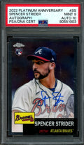 2022 Topps Platinum Anniversary Spencer Strider Rookie Autograph PSA 9 Braves