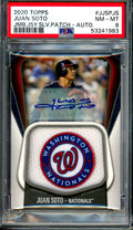 2020 Topps Series 1 Juan Soto Jumbo Jersey Sleve Patch Autograph /10 PSA 8 Nationals