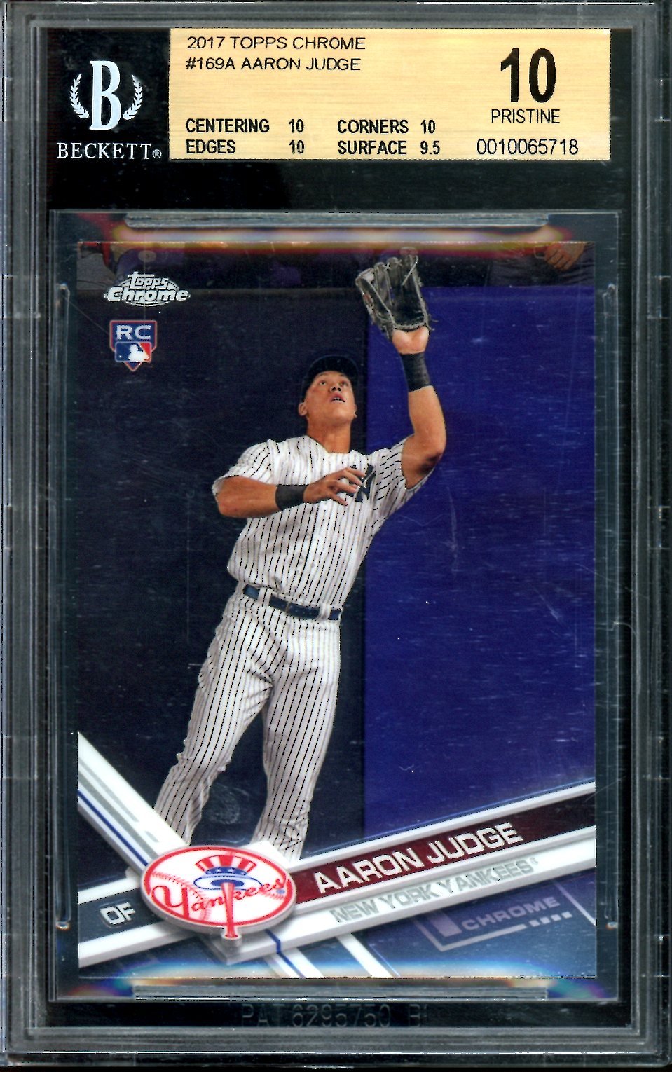 2017 Topps Chrome Aaron Judge Rookie BGS 10 Yankees