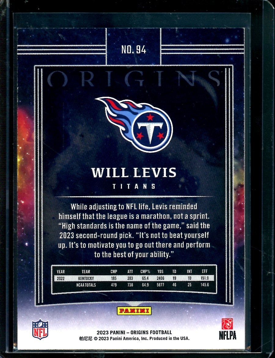 2023 Panini Origins Will Levis Rookie Orange /125 Titans