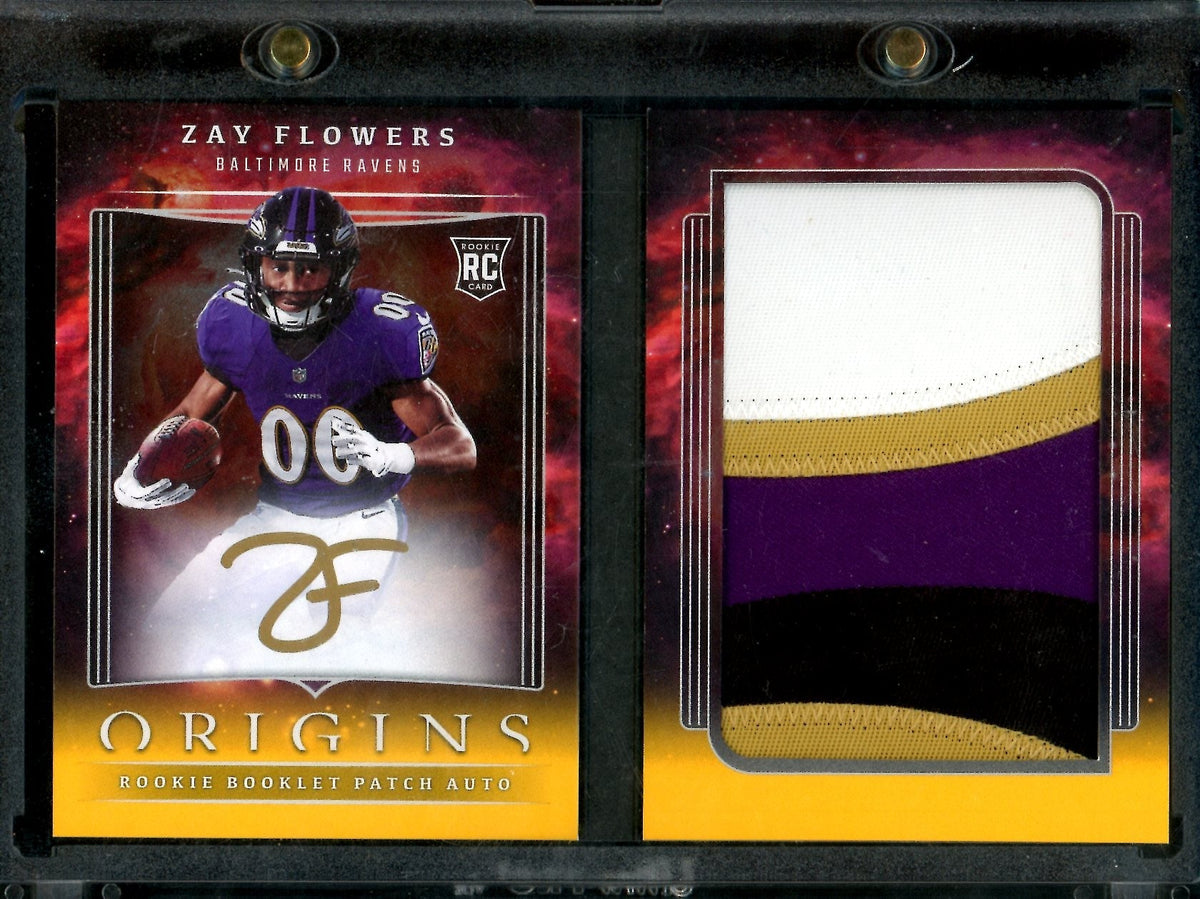 2023 Panini Origins Zay Flowers Rookie Booklet Patch Autograph /25 Ravens
