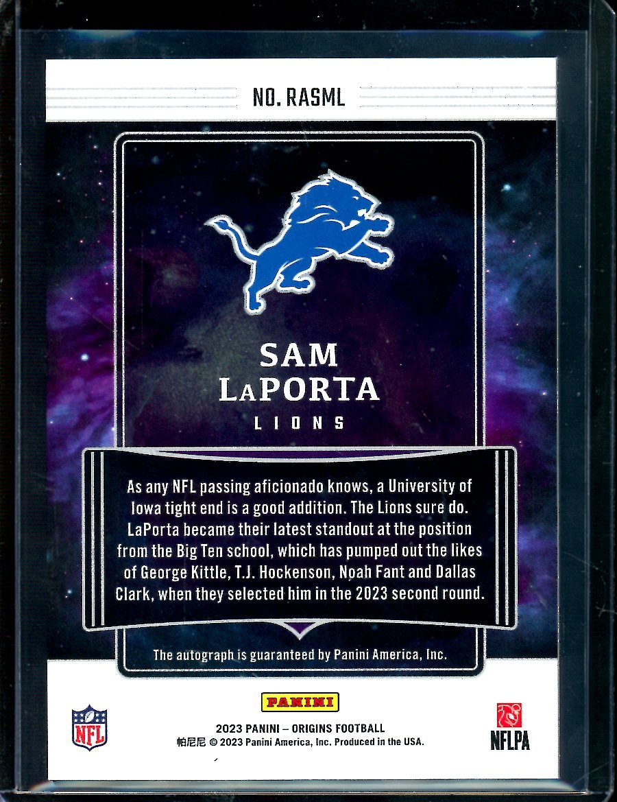 2023 Panini Origins Sam LaPorta Rookie Autograph /99 Lions