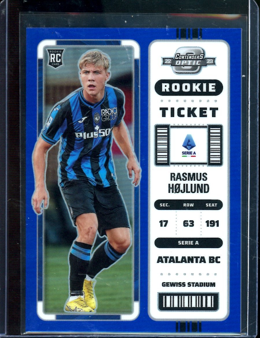 2022/23 Panini Contenders Optic Rasmus Hojlund Rookie Blue /49 Atalanta BC