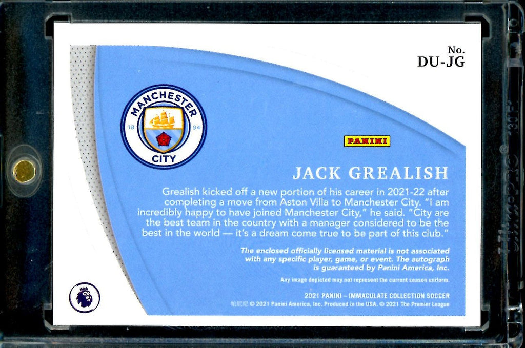 2021 Panini Immaculate Jack Grealish Patch Autograph Manchester City