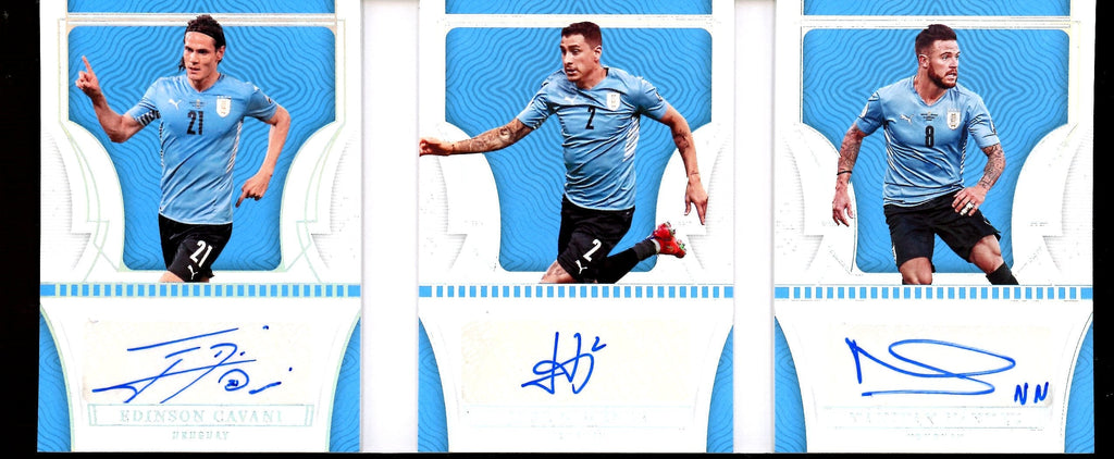 2022 Panini National Treasures Edinson Cavani/Jose Gimenez/Nahitan Nandez Triple Booklet Autograph /49 Uruguay