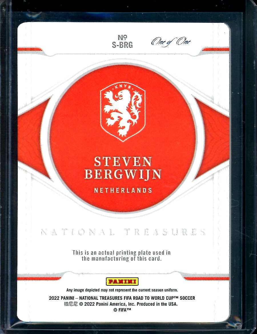 2022 Panini National Treasures Steven Bergwijn Printing Plate 1/1 Netherlands