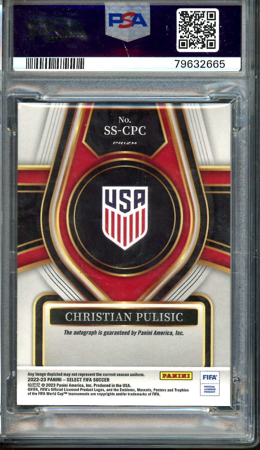 2022/23 Panini Select Christian Pulisic Select Signature Autograph PSA 10 United States