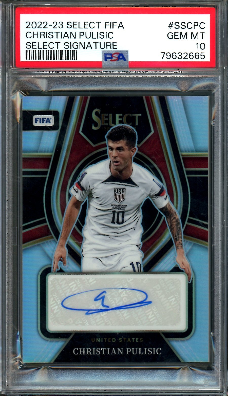2022/23 Panini Select Christian Pulisic Select Signature Autograph PSA 10 United States