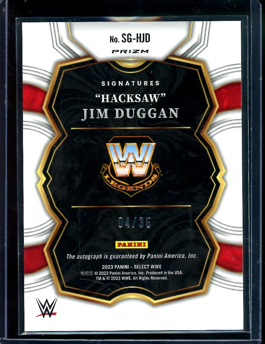2023 Panini Select "Hacksaw" Jim Duggan Purple Autograph /35 WWE