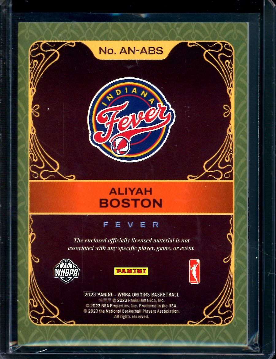 2023 Panini Origins Aliyah Boston Rookie Art Nouveau Patch Fever