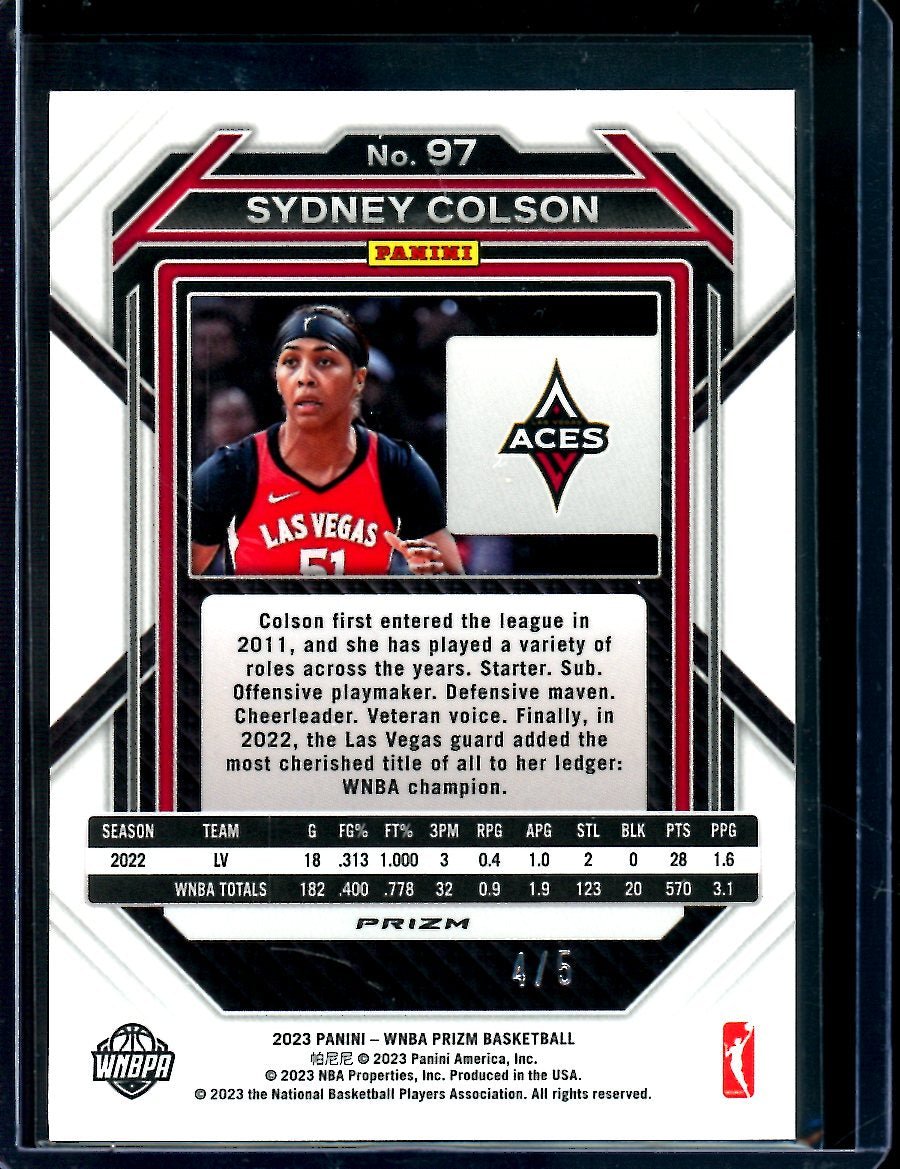 2023 Panini Prizm Sydney Colson Black Gold /8 Aces