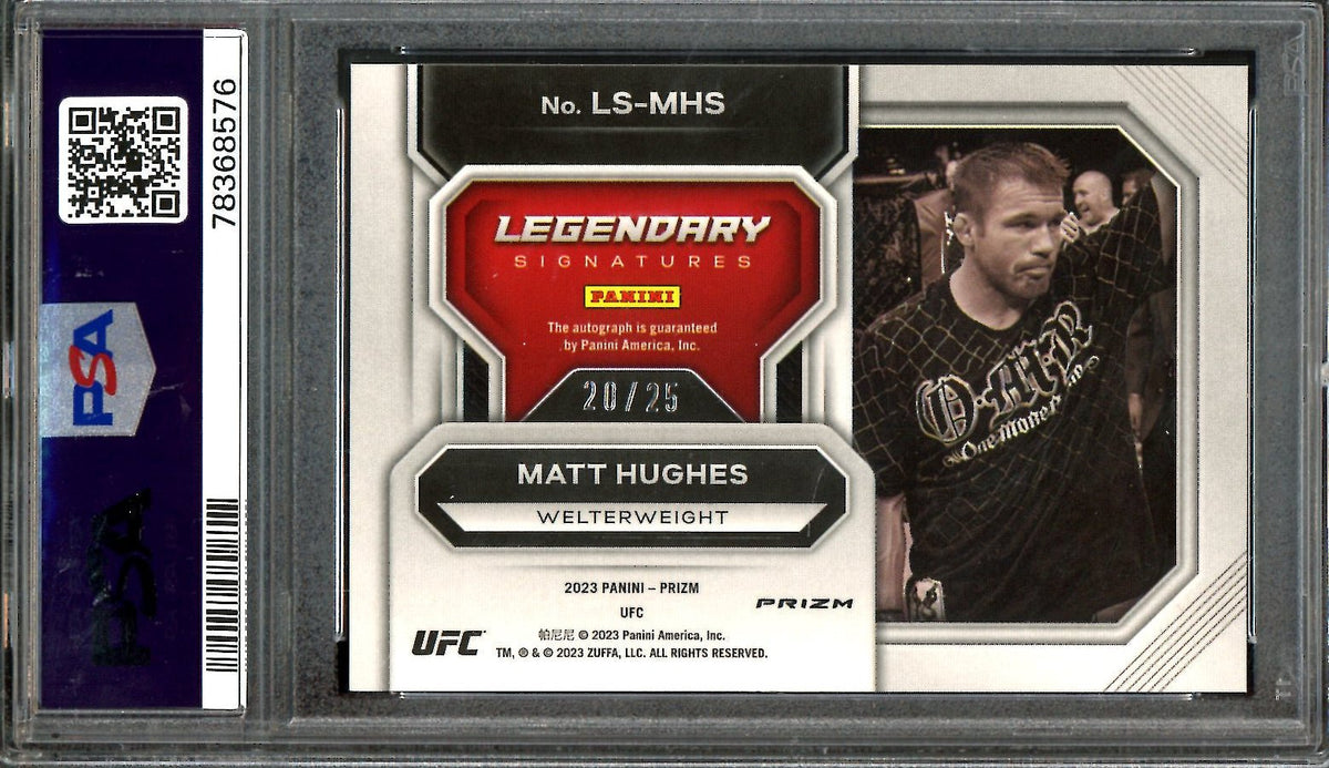 2023 Panini Select Matt Hughes Legendary Signatures Autograph Green Pulsar /25 PSA 10 UFC